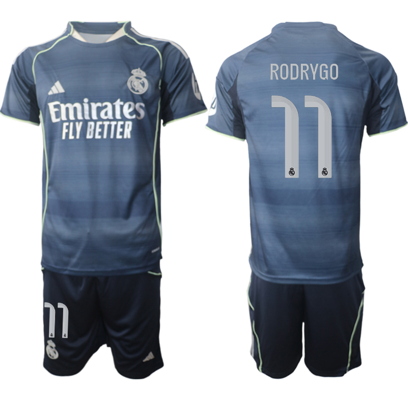 Men 2025-2026 Club Real Madrid away Blue 11 Soccer Jersey